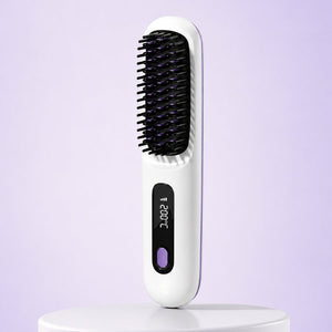 Brosse lissante chauffante ionique sans fil