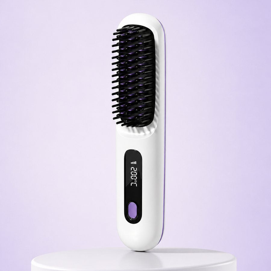 Brosse lissante chauffante ionique sans fil