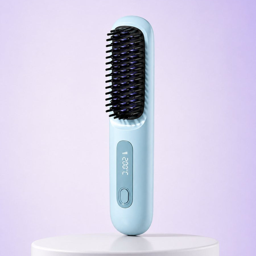 Brosse lissante chauffante ionique sans fil