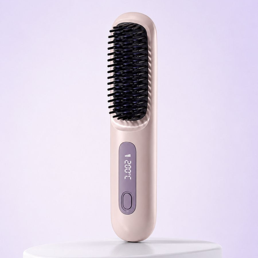 Brosse lissante chauffante ionique sans fil