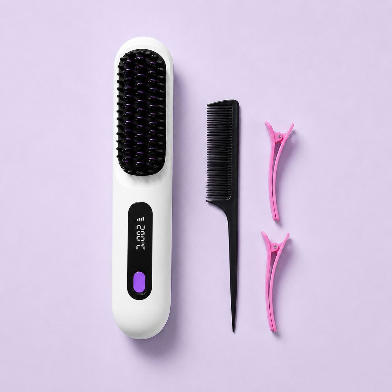 Brosse lissante chauffante ionique sans fil